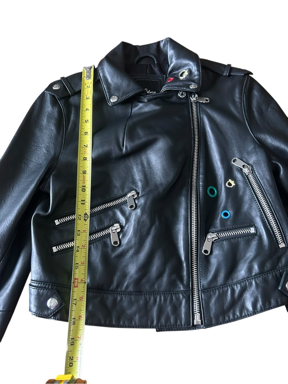 Sam Edelman colorful grommet leather moto jacket Size Small - Picture 5 of 11